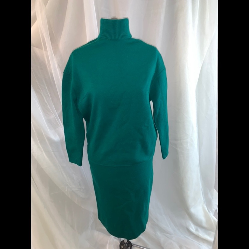 Vintage Emerald Green Sweater and Skirt Set